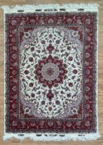 Tabriz Signature Handmade Rug Silk & Wool Red & White 200X150