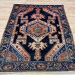 Persian Handmade Rug Wool Black & Blue & Coral 175X135
