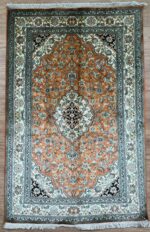 Kashmir Garden Handmade Rug Silk Green & Orange 186X120