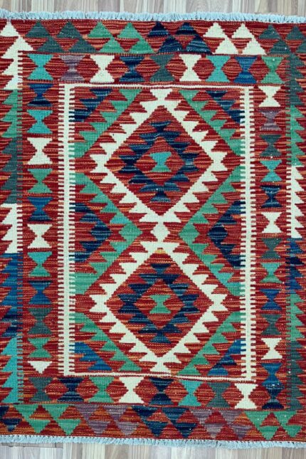 Afghan Handmade Kilim Wool Multi Colour 122X92
