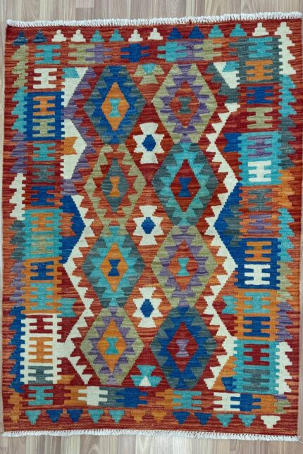 Afghan Handmade Kilim Wool Multi Colour 144X103