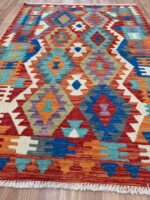 Afghan Handmade Kilim Wool Multi Colour 144X103