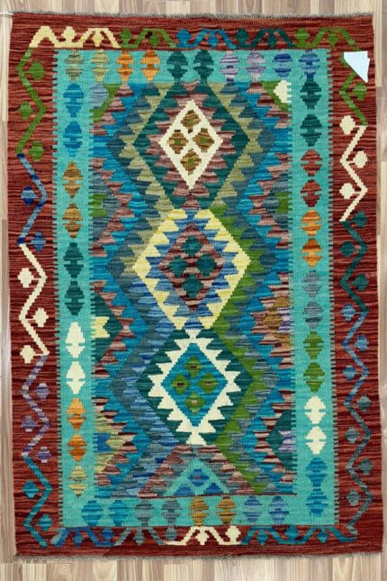 Afghan Handmade Kilim Wool Multi Colour 147X100