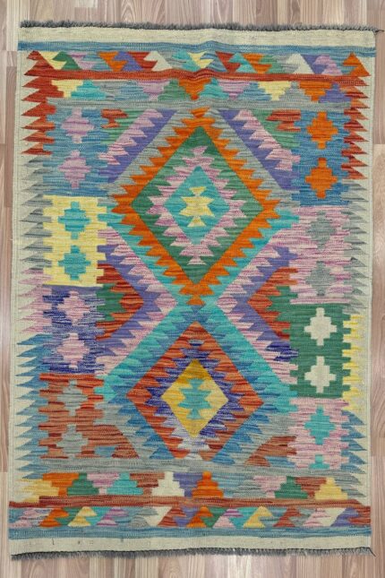 Afghan Handmade Kilim Wool Multi Colour 149X103
