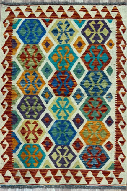 Afghan Handmade Kilim Wool Multi Colour 151X105