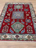 Afghan Kazak Handmade Rug Wool Red Multi 142X101