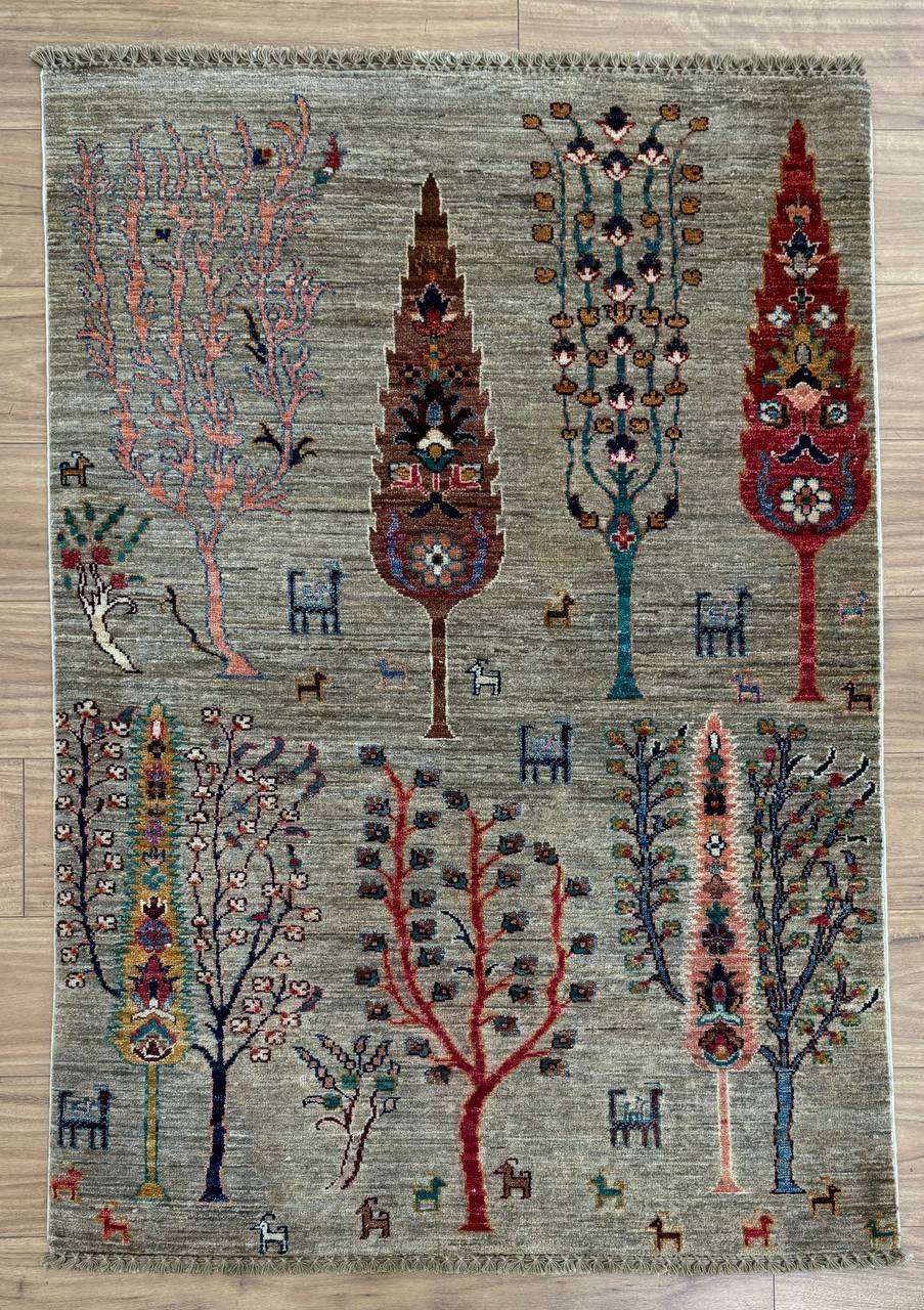 Tree Art Rug Aryana Handmade Rug Wool Tree Of Life Multi Colour 145X100 - Hojjati ...