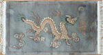 Chinese Handmade Rug Dragon Design Super Fine Wool Gray & Cream 150X90