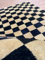 Gabbeh Chess Design Handmade Rug Wool Black & Beige 147X90