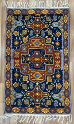 Kashmir Handmade Kilim Silk Garden Blue & Red & Gold 122X73