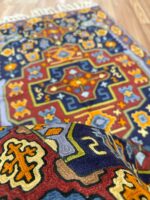 Kashmir Handmade Kilim Silk Garden Blue & Red & Gold 122X73