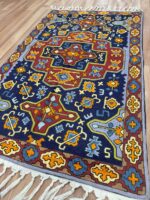 Kashmir Handmade Kilim Silk Garden Blue & Red & Gold 122X73