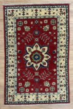 Kazak Handmade Rug Wool Red & Beige 145X95