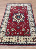 Kazak Handmade Rug Wool Red & Beige 145X95