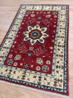 Kazak Handmade Rug Wool Red & Beige 145X95