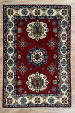 Kazak Handmade Rug Wool Red & Blue & Beige 152X99