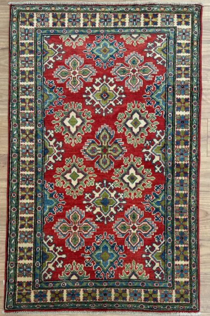 Kazak Handmade Rug Wool Red & Green 155X96