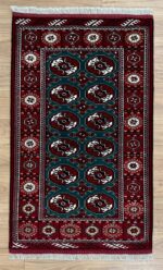 Pakistan Princess Bokhara Handmade Rug Wool Red & Green 163X96