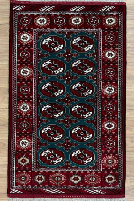 Pakistan Princess Bokhara Handmade Rug Wool Red & Green 163X96