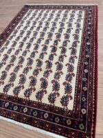 Persian Abadeh Handmade Rug Wool Beige & Red 144X100