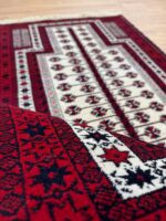 Persian Baluch Handmade Rug Wool White & Red 146X92