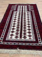 Persian Baluch Handmade Rug Wool White & Red 146X92