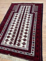 Persian Baluch Handmade Rug Wool White & Red 146X92