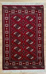 Persian Torkaman Handmade Rug Wool Red & Cream 160X105