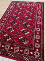 Persian Torkaman Handmade Rug Wool Red & Cream 160X105