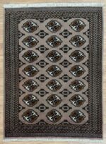 Persian Turkaman Handmade Rug Wool Black & Brown 150X100