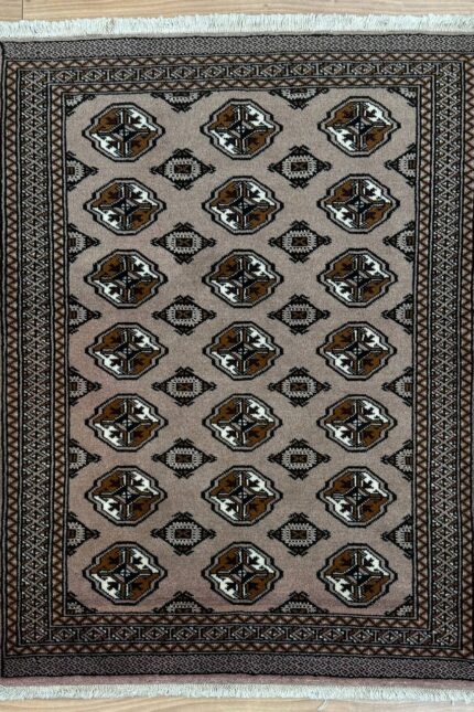 Persian Turkaman Handmade Rug Wool Black & Brown 150X100