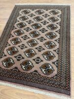 Persian Turkaman Handmade Rug Wool Black & Brown 150X100