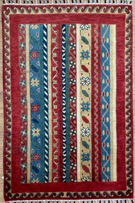 Afghan Kazak Handmade Rug Wool Multi Colour 150X100