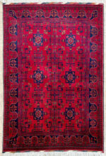 Afghan Khal Mohammadi Handmade Rug Belgium Wool Red & Black 150X100