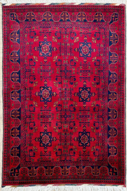 Afghan Khal Mohammadi Handmade Rug Belgium Wool Red & Black 150X100