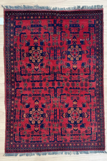 Afghan Khal Mohammadi Handmade Rug Wool Black & Red 150X100