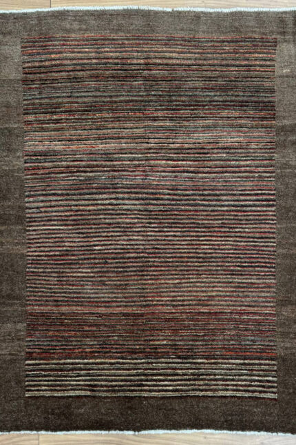 Afghan Stripe Handmade Rug Pure Wool Multi Colour 145X105