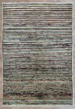 Afghan Stripe Handmade Rug Wool Multi Colour 145X100