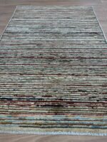 Afghan Stripe Handmade Rug Wool Multi Colour 145X100