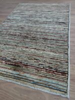 Afghan Stripe Handmade Rug Wool Multi Colour 145X100