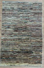 Afghan Stripe Handmade Rug Wool Multi Colour 154X97