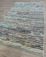 Afghan Stripe Handmade Rug Wool Multi Colour 154X97