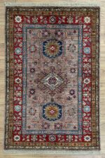 Afghan Super Kazak Handmade Rug Wool Multi Colour 155X101