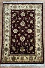 Afghan Vegetable Dye Handmade Rug Super Fine Wool Natural & Red 150X102