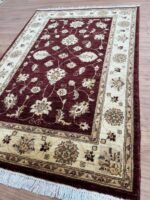 Afghan Vegetable Dye Handmade Rug Super Fine Wool Natural & Red 150X102