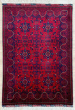 Afghan khal Mohammadi Handmade Rug Wool Red & Black 150X102