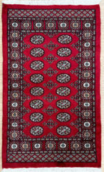 Pakistan Princess Bokhara Handmade Rug N.Z Wool Red & Beige 154X93