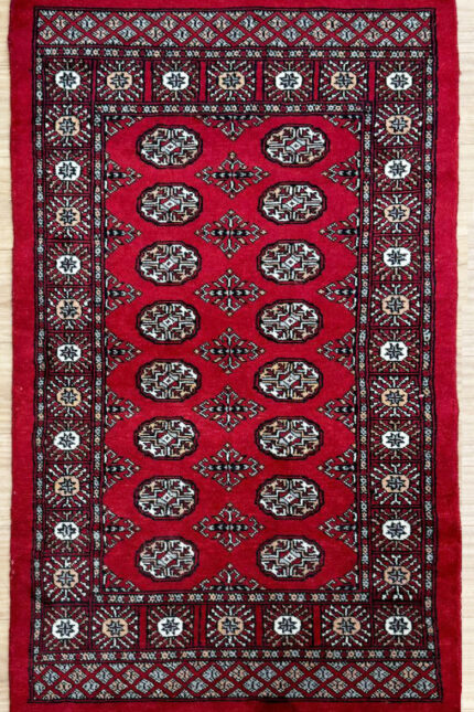 Pakistan Princess Bokhara Handmade Rug N.Z Wool Red & Beige 154X93