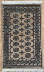 Pakistan Princess Bokhara Handmade Rug NZ Wool Beige & Black 148X92