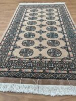 Pakistan Princess Bokhara Handmade Rug NZ Wool Beige & Black 148X92